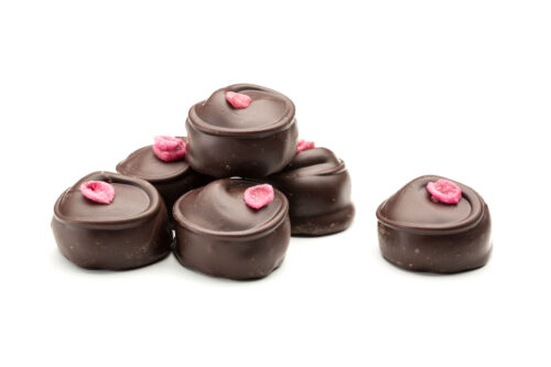 hand made rose creams in dark chocolate