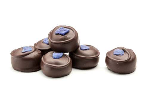 Handmade Violet Creams in dark chocolate