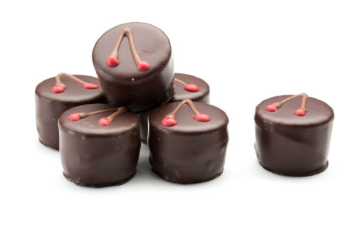 Cherry ganache chocolate with whole cherry centre