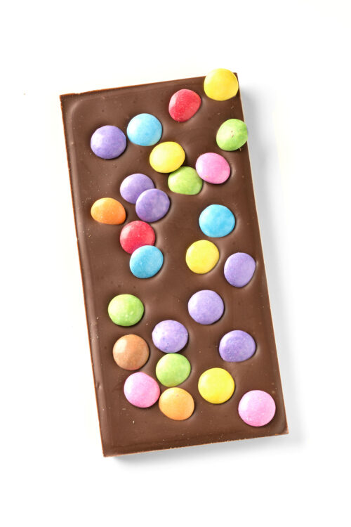 milk chocolate bar with chocolate buttons
