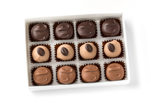 coffee creams in milk and dark chocolate and cappuccino truffles